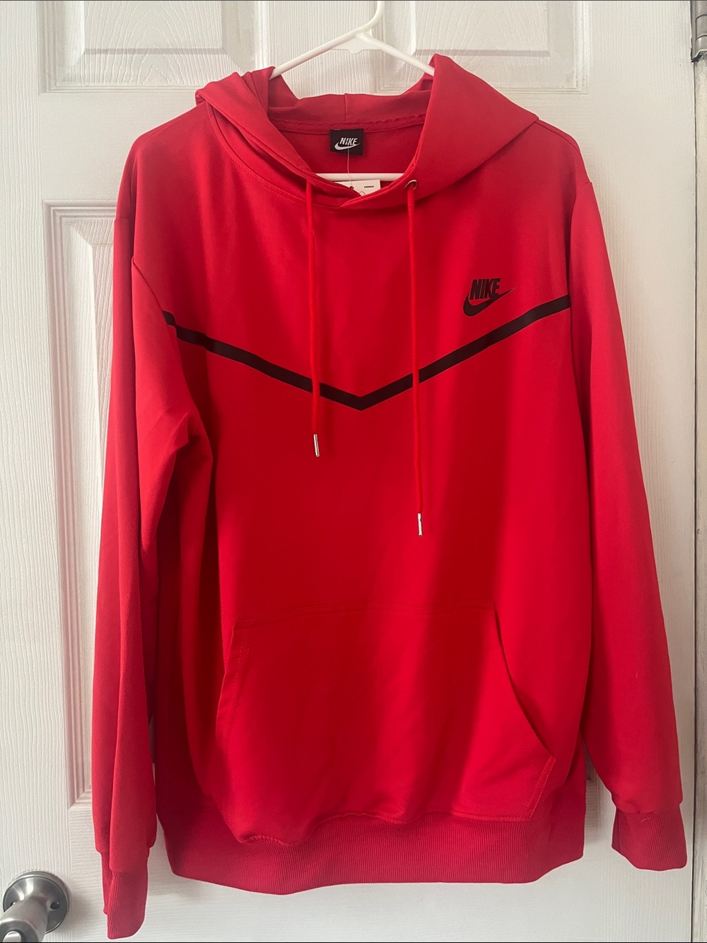 Nike Men’s Red Hoodie with Black Chevron Detail